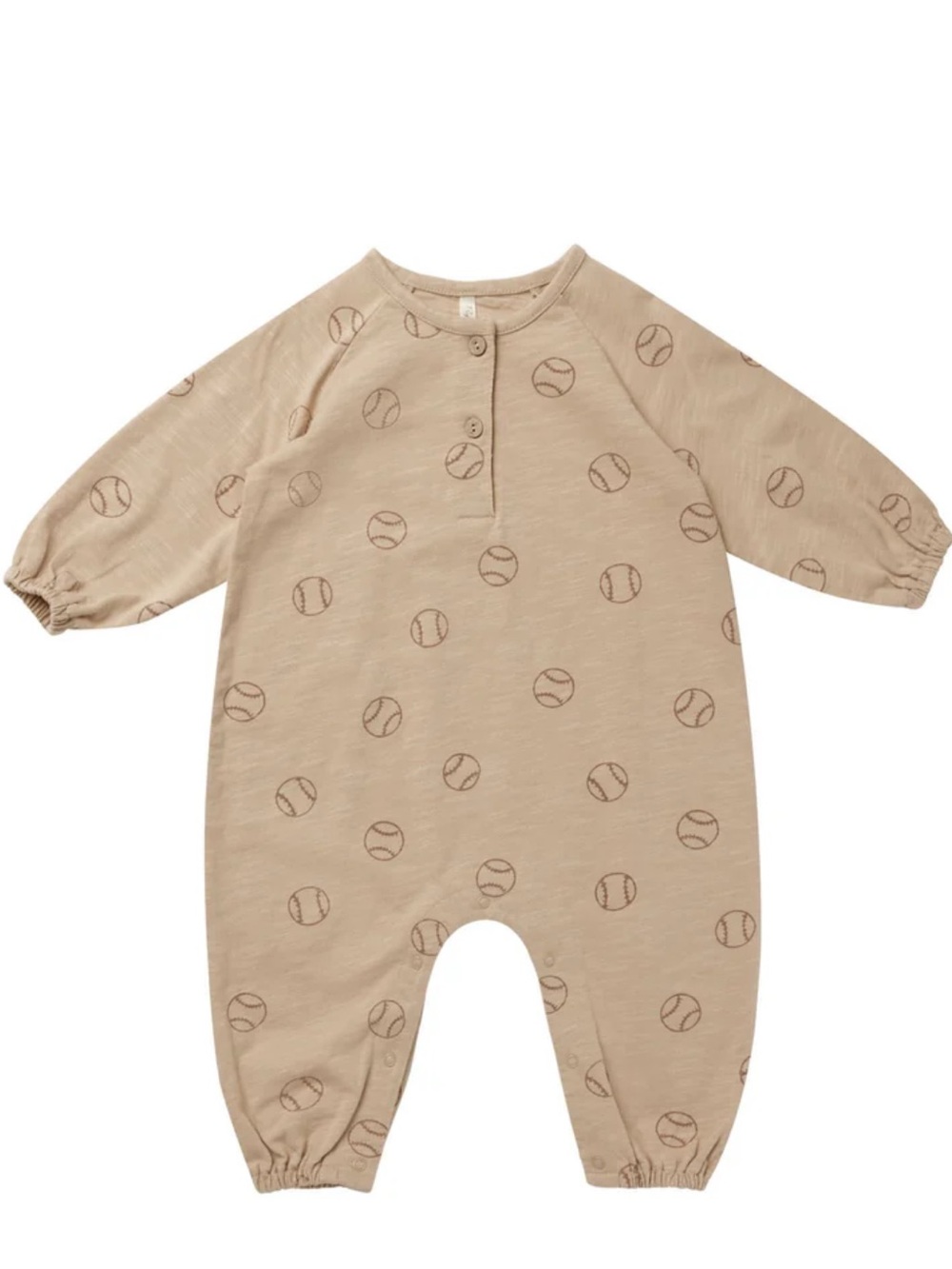Rylee + Cru Tan Baseball Print Romper/Jumpsuit